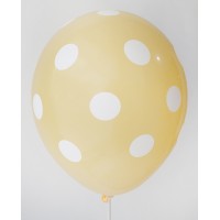 Golden Yellow - White Polkadots Printed Balloons